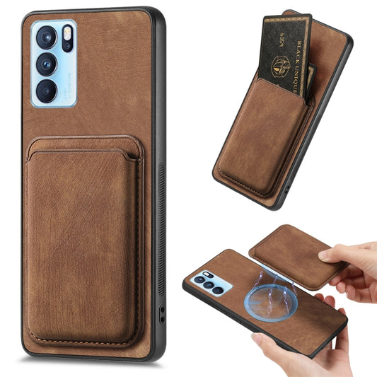 For OPPO Reno6 Pro 5G Retro Leather Card Bag Magnetic Phone Case(Brown) - OPPO Cases by buy2fix | Online Shopping UK | buy2fix