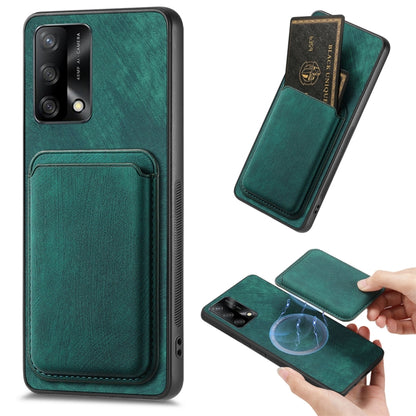 For OPPO F19 Retro Leather Card Bag Magnetic Phone Case(Green) - OPPO Cases by buy2fix | Online Shopping UK | buy2fix