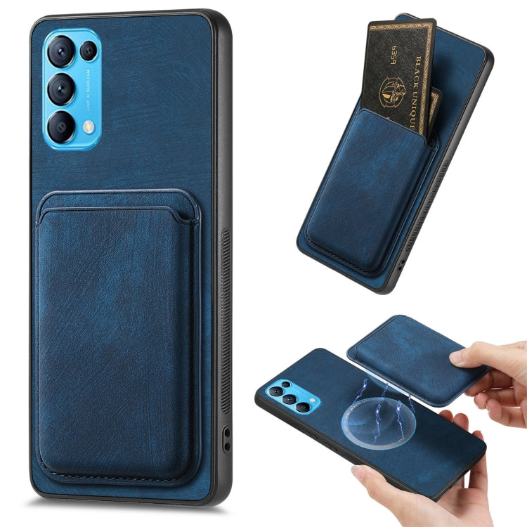 For OPPO Reno5 5G Retro Leather Card Bag Magnetic Phone Case(Blue) - OPPO Cases by buy2fix | Online Shopping UK | buy2fix