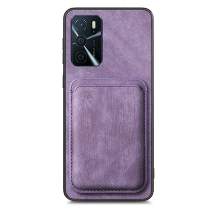 For OPPO A93 5G/A74 5G/A54 5G Retro Leather Card Bag Magnetic Phone Case(Purple) - OPPO Cases by buy2fix | Online Shopping UK | buy2fix