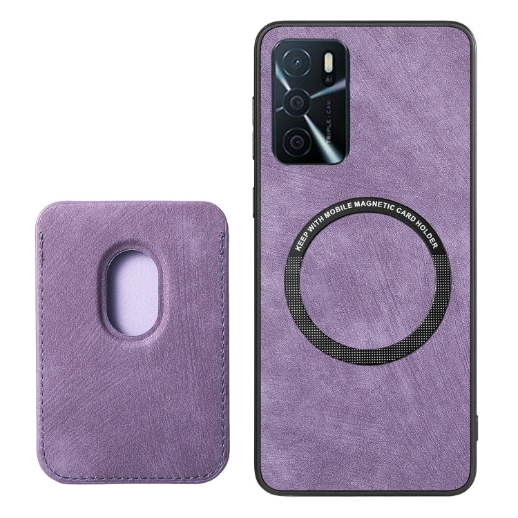 For OPPO A93 5G/A74 5G/A54 5G Retro Leather Card Bag Magnetic Phone Case(Purple) - OPPO Cases by buy2fix | Online Shopping UK | buy2fix