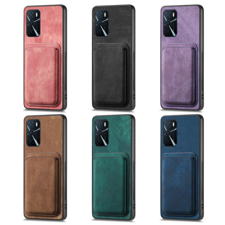 For OPPO A7/A12 Retro Leather Card Bag Magnetic Phone Case(Purple) - OPPO Cases by buy2fix | Online Shopping UK | buy2fix