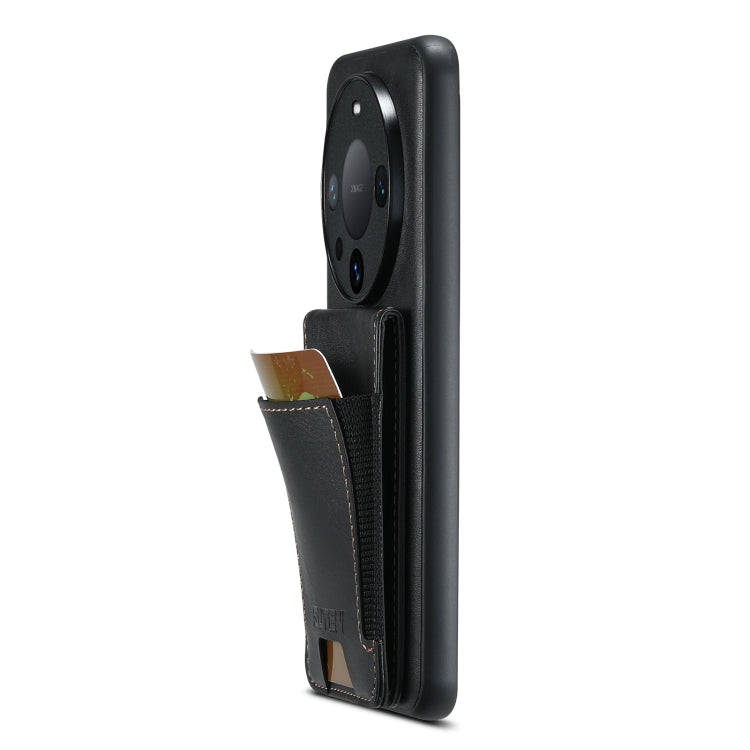 For Huawei Mate 60 Pro+ Suteni H03 Oil Wax Leather Wallet Stand Back Phone Case(Black) - Huawei Cases by Suteni | Online Shopping UK | buy2fix