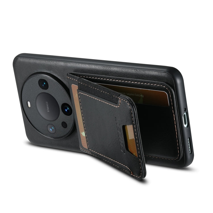 For Huawei Mate 60 Pro+ Suteni H03 Oil Wax Leather Wallet Stand Back Phone Case(Black) - Huawei Cases by Suteni | Online Shopping UK | buy2fix