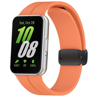 For Samsung Galaxy Fit 3 SM-R390 Magnetic Folding Buckle Silicone Watch Band(Orange) - Watch Bands by buy2fix | Online Shopping UK | buy2fix