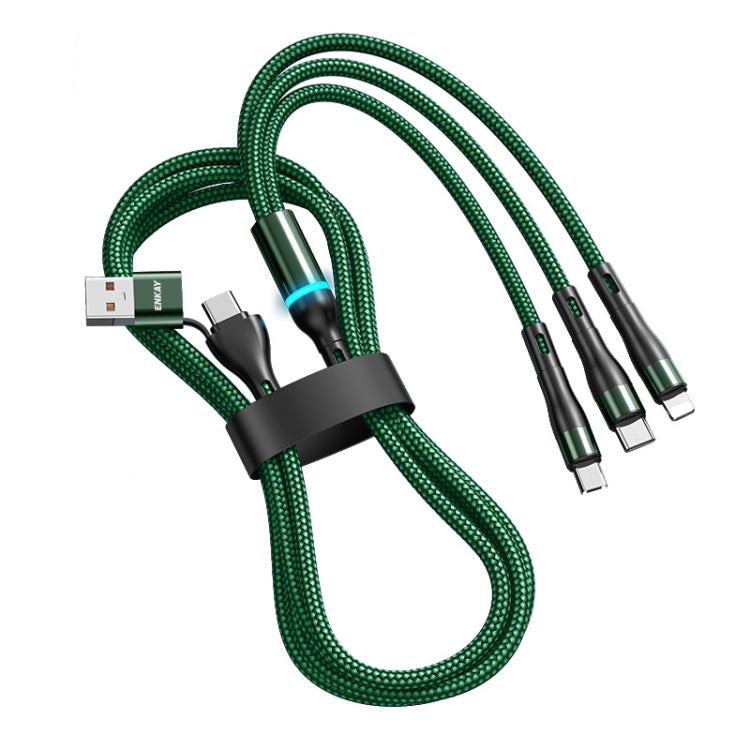 ENKAY 6-in-1 5A USB + Type-C to Type-C / 8 Pin / Micro USB Multifunction Fast Charging Cable, Cable Length:1.3m(Green) - Multifunction Cable by ENKAY | Online Shopping UK | buy2fix