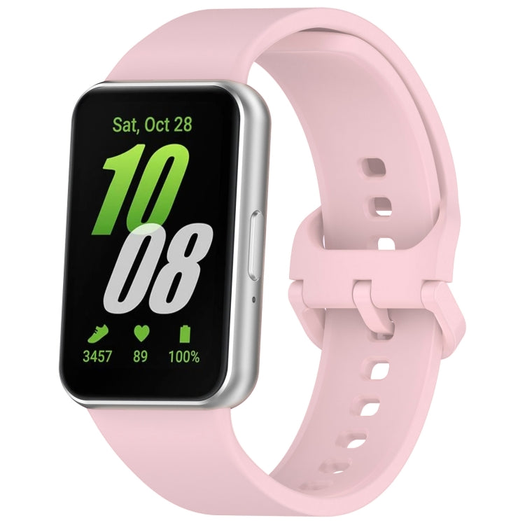 For Samsung Galaxy Fit 3 Solid Color Colorful Buckle Silicone Watch Band(Pink) - Watch Bands by buy2fix | Online Shopping UK | buy2fix