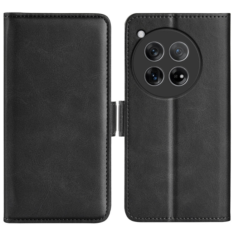 For OnePlus 12 Dual-side Magnetic Buckle Horizontal Flip Leather Phone Case(Black) - OnePlus Cases by buy2fix | Online Shopping UK | buy2fix