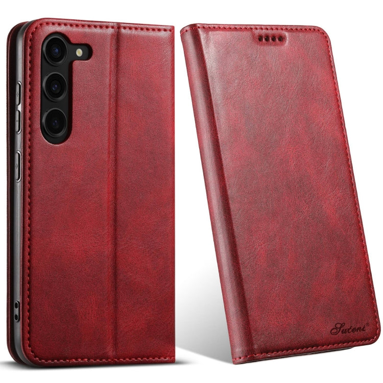 For  Samsung Galaxy S23 5G Suteni J02 Oil Wax Wallet Leather Phone Case(Red) - Galaxy S23 5G Cases by Suteni | Online Shopping UK | buy2fix