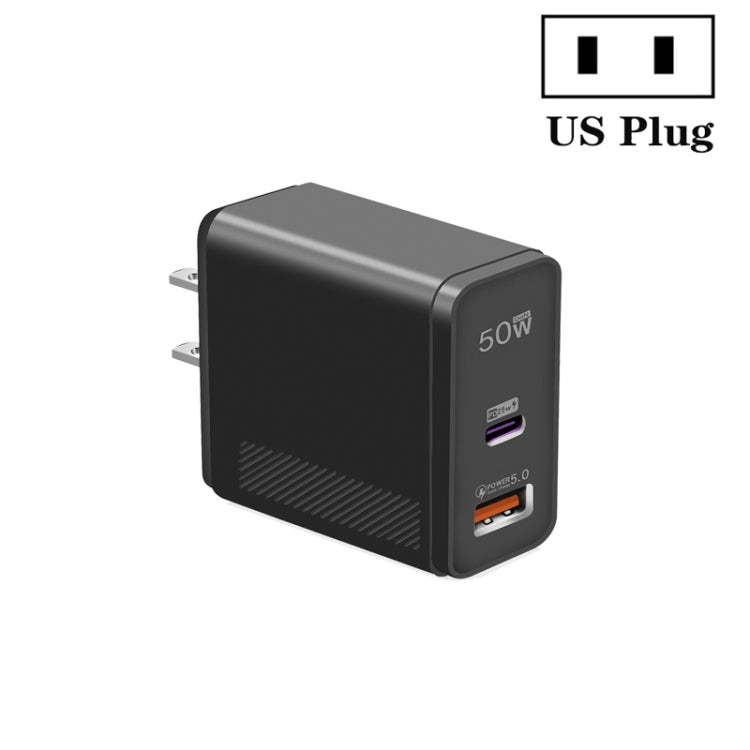 QC5.0 USB / PD25W Type-C Super Fast Charging Full Protocol Phone Charger, US Plug(Black) - USB Charger by buy2fix | Online Shopping UK | buy2fix