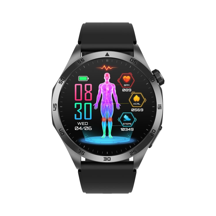 ET485 1.43 inch Color Screen Smart Watch Silicone Strap, Support Bluetooth Call / Micro-physical Examination(Black) - Smart Watches by buy2fix | Online Shopping UK | buy2fix