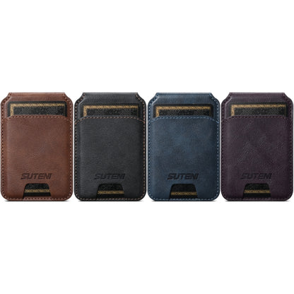 Suteni S2 Phone Magnetic Card Case Card Sleeve MagSafe Magnetic Coil PU Leather(Brown) -  by Suteni | Online Shopping UK | buy2fix