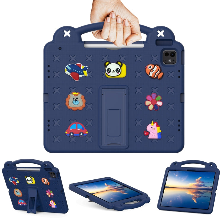 For iPad Air 13 2024 Handle Kickstand Children EVA Shockproof Tablet Case(Navy Blue) - iPad Air 13 2024 Cases by buy2fix | Online Shopping UK | buy2fix