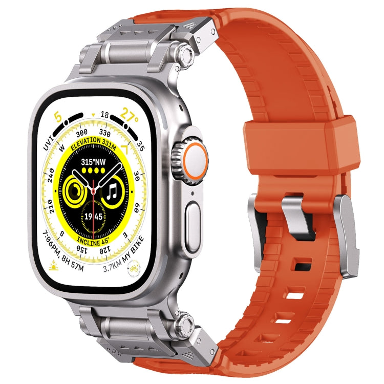 For Apple Watch Series 5 44mm Silicone Armor Mecha Head Watch Band(Orange) - Watch Bands by buy2fix | Online Shopping UK | buy2fix