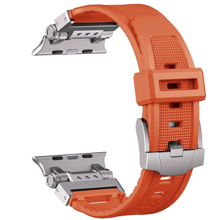 For Apple Watch Series 4 44mm Silicone Armor Mecha Head Watch Band(Orange) - Watch Bands by buy2fix | Online Shopping UK | buy2fix