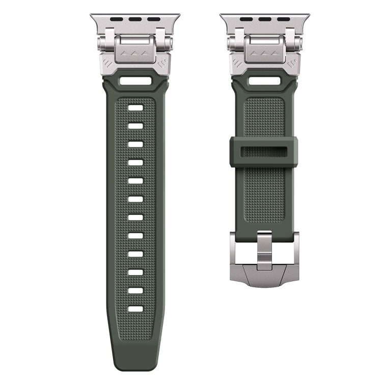 For Apple Watch Series 4 44mm Silicone Armor Mecha Head Watch Band(Green) - Watch Bands by buy2fix | Online Shopping UK | buy2fix