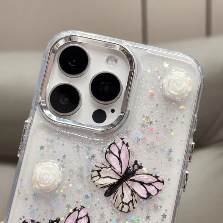 For iPhone 16 Plus Glitter 3D Butterfly TPU Phone Case(Blue) - iPhone 16 Plus Cases by buy2fix | Online Shopping UK | buy2fix