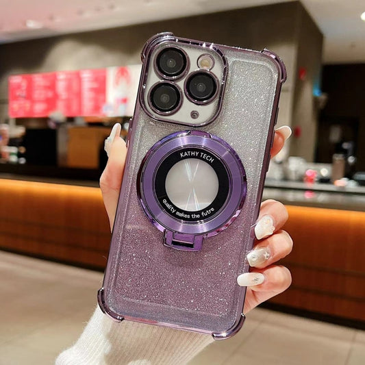 For iPhone 11 Pro Max Invisible Holder Gradient Glitter Magsafe Phone Case(Dark Night Purple) - iPhone 11 Pro Max Cases by buy2fix | Online Shopping UK | buy2fix