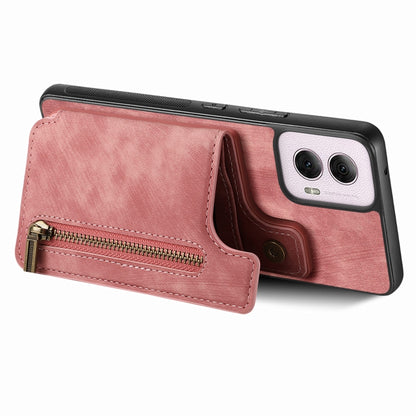 For Motorola G Power 5G 2024 Retro Leather Zipper Wallet Back Phone Case(Pink) - Motorola Cases by buy2fix | Online Shopping UK | buy2fix