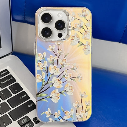 For iPhone 16 Pro Max Electroplating Laser Flower Texture TPU Phone Case(Pear Blossom AH17) - iPhone 16 Pro Max Cases by buy2fix | Online Shopping UK | buy2fix