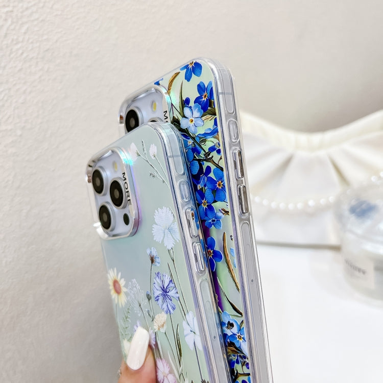 For iPhone 16 Pro Max Electroplating Laser Flower Phone Case with Wrist Strap(Chrysanthemum AH5) - iPhone 16 Pro Max Cases by buy2fix | Online Shopping UK | buy2fix