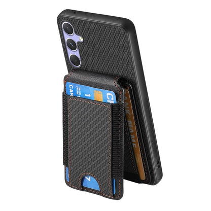 For Samsung Galaxy S25 Ultra 5G Carbon Fiber Vertical Flip Wallet Stand Phone Case(Black) - Galaxy S25 Ultra 5G Cases by buy2fix | Online Shopping UK | buy2fix