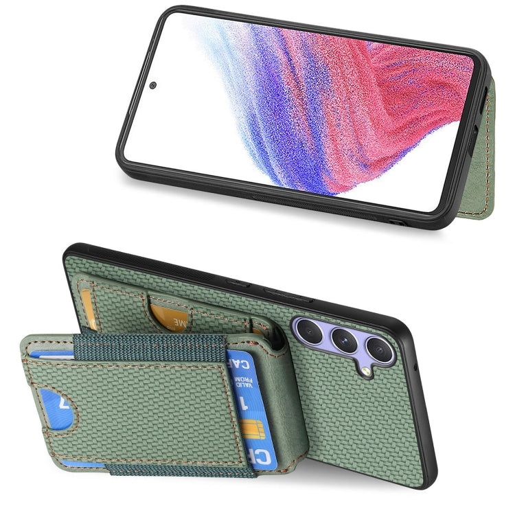 For Samsung Galaxy S25 Ultra 5G Carbon Fiber Vertical Flip Wallet Stand Phone Case(Green) - Galaxy S25 Ultra 5G Cases by buy2fix | Online Shopping UK | buy2fix