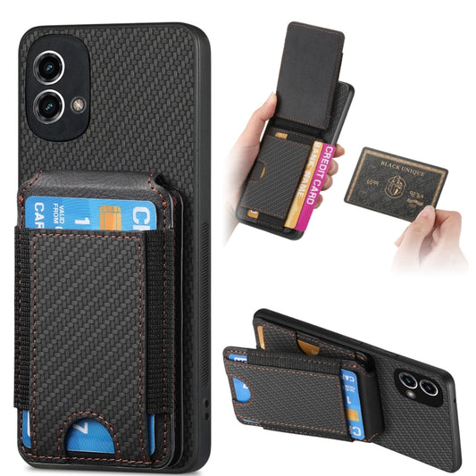 For Motorola Moto G Stylus 5G 2024 Carbon Fiber Vertical Flip Wallet Stand Phone Case(Black) - Motorola Cases by buy2fix | Online Shopping UK | buy2fix