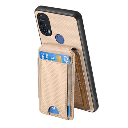 For Motorola Moto G Stylus 5G 2024 Carbon Fiber Vertical Flip Wallet Stand Phone Case(Khaki) - Motorola Cases by buy2fix | Online Shopping UK | buy2fix