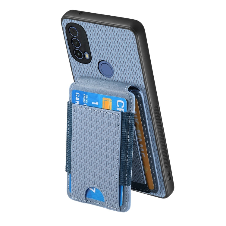 For Motorola Moto G Play 2024  5G Carbon Fiber Vertical Flip Wallet Stand Phone Case(Blue) - Motorola Cases by buy2fix | Online Shopping UK | buy2fix