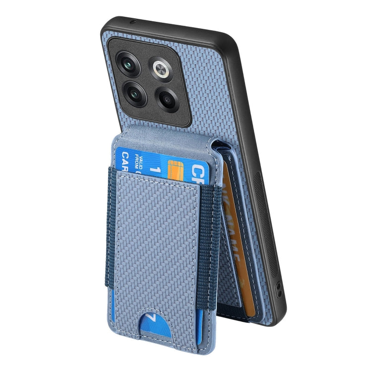 For OnePlus 11 Carbon Fiber Vertical Flip Wallet Stand Phone Case(Blue) - OnePlus Cases by buy2fix | Online Shopping UK | buy2fix