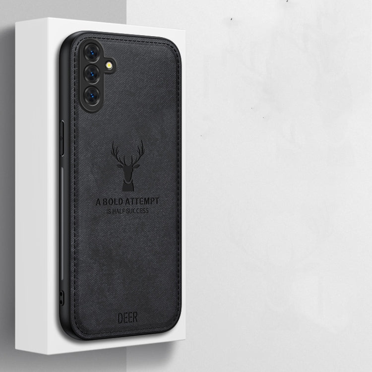 For Samsung Galaxy S25 5G Deer Head Cloth Skin All-inclusive Phone Case(Black) - Galaxy S25 5G Cases by buy2fix | Online Shopping UK | buy2fix