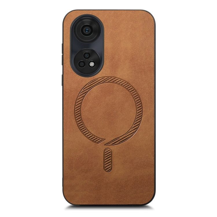 For OPPO Reno11 Global Retro Magsafe Magnetic PU Back Cover Phone Case(Brown) - Reno11 Cases by buy2fix | Online Shopping UK | buy2fix