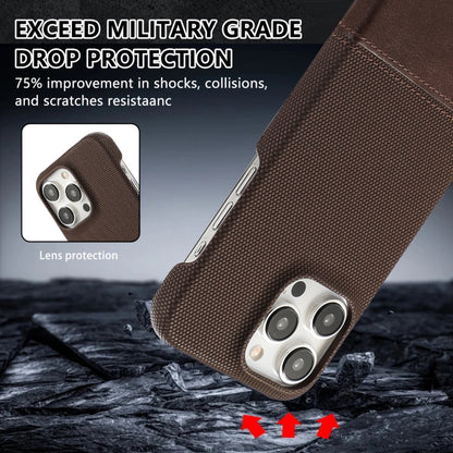 For iPhone 16 Pro Max Stitching Cloth PU Shockproof Phone Case(Dark Brown) - iPhone 16 Pro Max Cases by buy2fix | Online Shopping UK | buy2fix