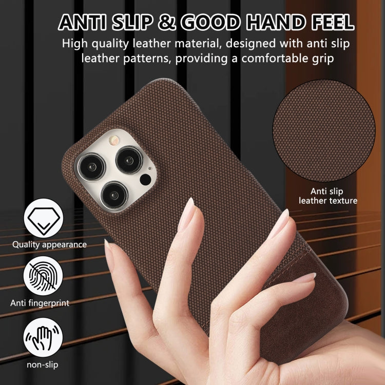 For iPhone 16 Pro Max Stitching Cloth PU Shockproof Phone Case(Dark Brown) - iPhone 16 Pro Max Cases by buy2fix | Online Shopping UK | buy2fix