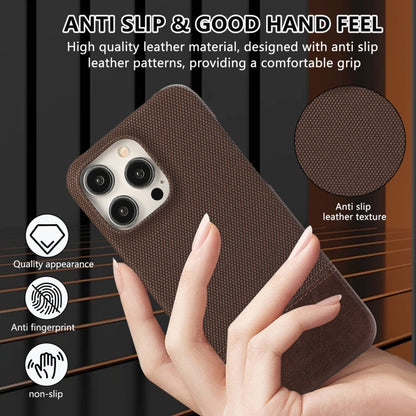 For iPhone 16 Pro Max Stitching Cloth PU Shockproof Phone Case(Dark Brown) - iPhone 16 Pro Max Cases by buy2fix | Online Shopping UK | buy2fix