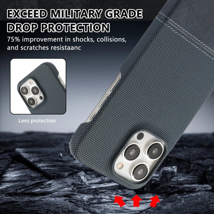 For iPhone 16 Pro Max Stitching Cloth PU Shockproof Phone Case(Dark Blue) - iPhone 16 Pro Max Cases by buy2fix | Online Shopping UK | buy2fix