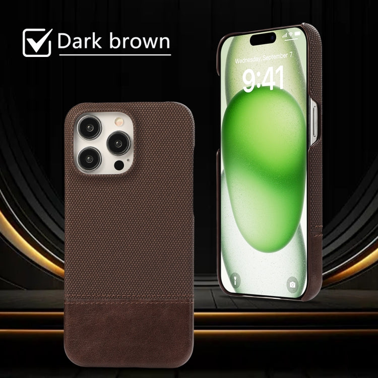 For iPhone 16 Pro Stitching Cloth PU Shockproof Phone Case(Dark Brown) - iPhone 16 Pro Cases by buy2fix | Online Shopping UK | buy2fix