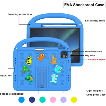 For iPad Air 11 2024 Cartoon Sparrow EVA Shockproof Tablet Case(Blue) - iPad Air 11 2024 Cases by buy2fix | Online Shopping UK | buy2fix