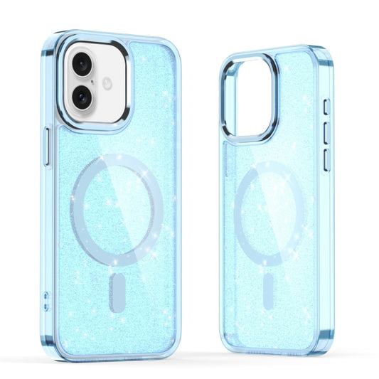 For iPhone 16 Glitter MagSafe Shockproof Phone Case(Blue) - iPhone 16 Cases by buy2fix | Online Shopping UK | buy2fix