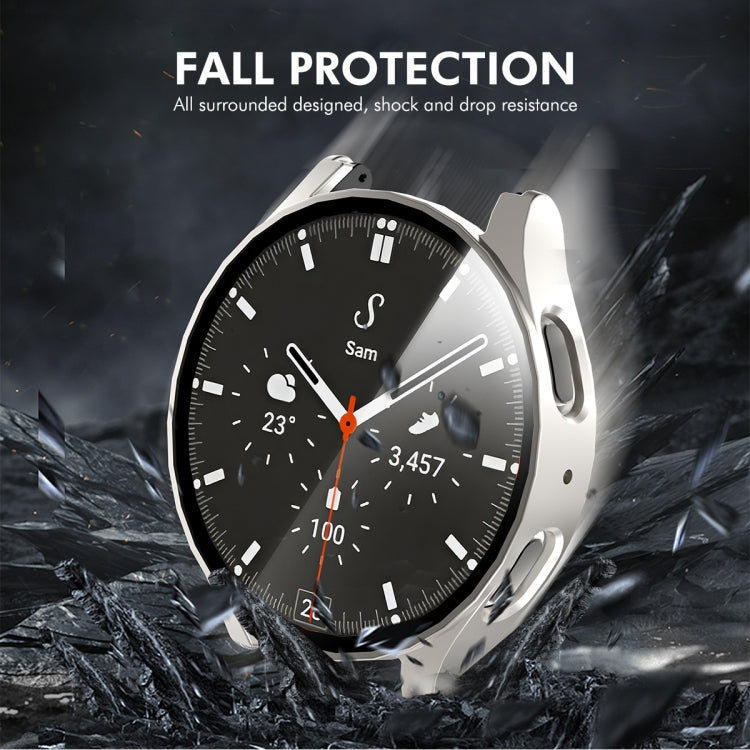 For Samsung Galaxy Watch7 44mm ENKAY Hat-Prince Full Coverage PC + Tempered Glass Film Integrated Watch Case(Gun Metal) - Watch Cases by ENKAY | Online Shopping UK | buy2fix