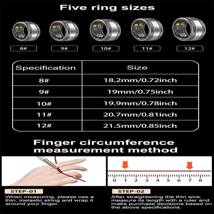 R18 SIZE 11 Smart Ring, Support Heart Rate / Blood Oxygen / Sleep / Multiple Sports Modes(Black) - Smart Rings / Smart Telephones by buy2fix | Online Shopping UK | buy2fix