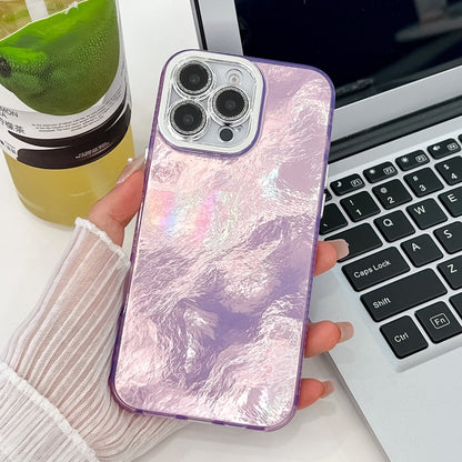 For iPhone 16 Pro Max Plating Glitter Texture TPU Phone Case with Lens Film(Purple Tinfoil Texture) - iPhone 16 Pro Max Cases by buy2fix | Online Shopping UK | buy2fix