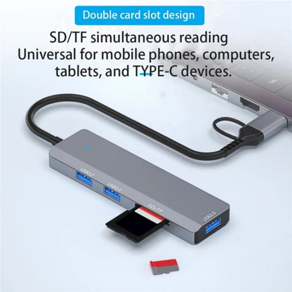 ADS-310D 2-in-1 Type-C + USB to 3 x USB 3.0 + SD / TF Card Slots Multi-Port Hub - USB 3.0 HUB by buy2fix | Online Shopping UK | buy2fix