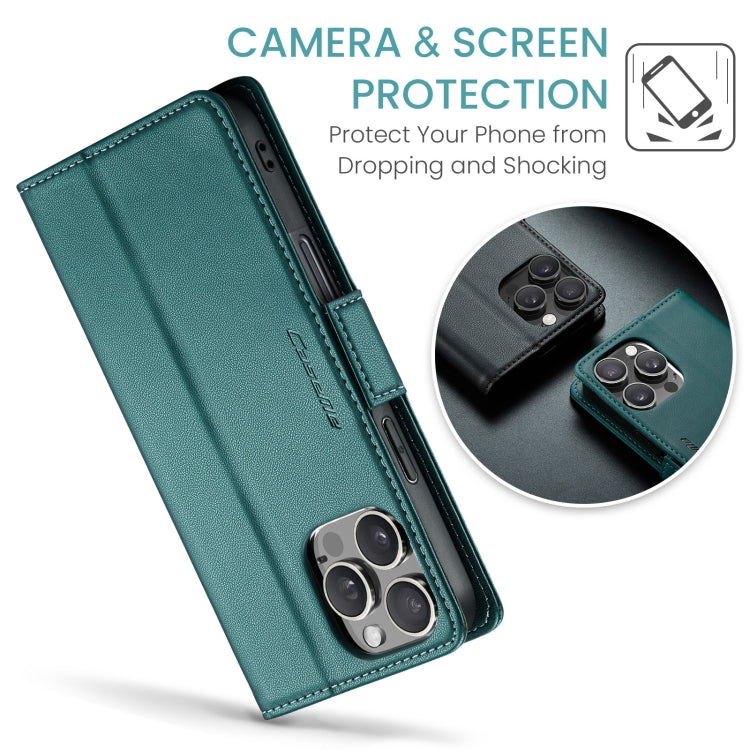 For iPhone 16 Pro Max CaseMe 023 Butterfly Buckle Litchi Texture RFID Anti-theft Leather Phone Case(Green) - iPhone 16 Pro Max Cases by CaseMe | Online Shopping UK | buy2fix