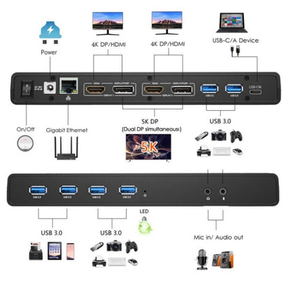 WAVLINK UG69PD6 Dual 4K Laptop Docking Station 5K HD Displaylink 65 / 100W PD Charging, Plug:EU Plug -  by WAVLINK | Online Shopping UK | buy2fix