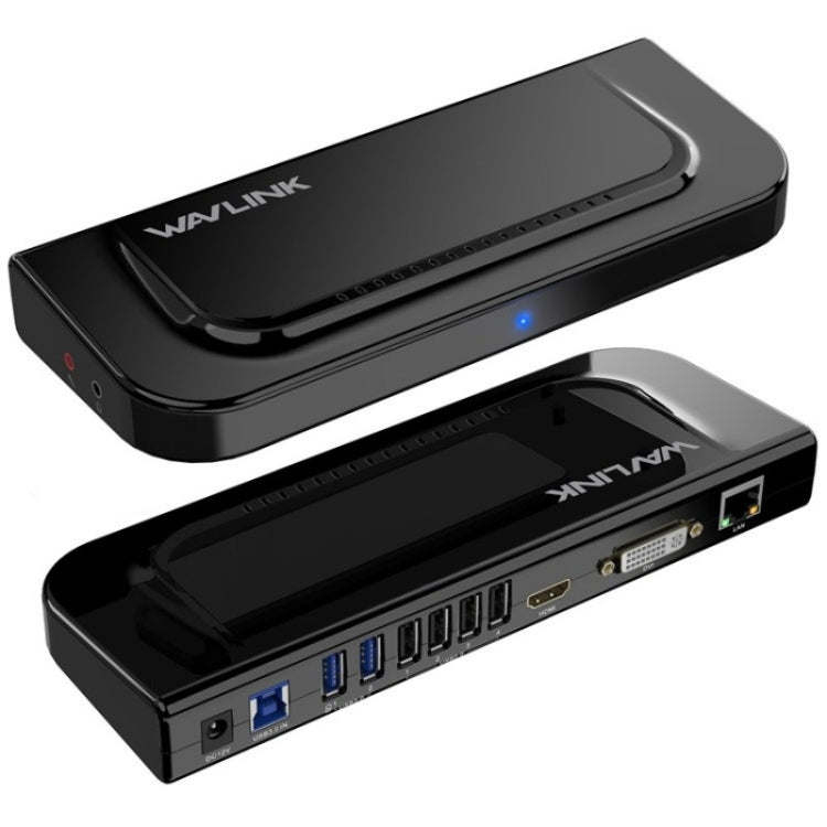 WAVLINK UG49DK4 Universal Laptop Docking Station Dual Monitor Supports DVI / HDMI / VGA(UK Plug) - USB 3.0 HUB by WAVLINK | Online Shopping UK | buy2fix