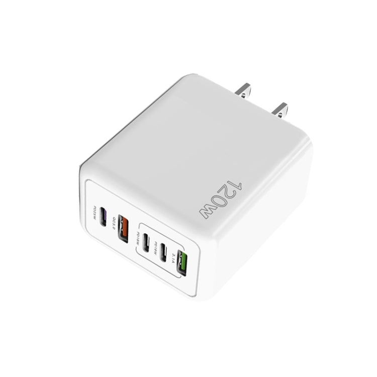 120W 3 PD Type-C Dual USB Multi Port Quick Charger for Mobile Phones, US Plug(White) - USB Charger by buy2fix | Online Shopping UK | buy2fix