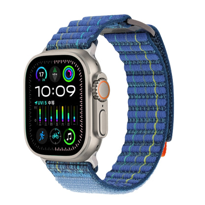 For Apple Watch Ultra 2 49mm Two Sections Nylon Hook and Loop Fastener Watch Band(Scuba Blue) - Watch Bands by buy2fix | Online Shopping UK | buy2fix