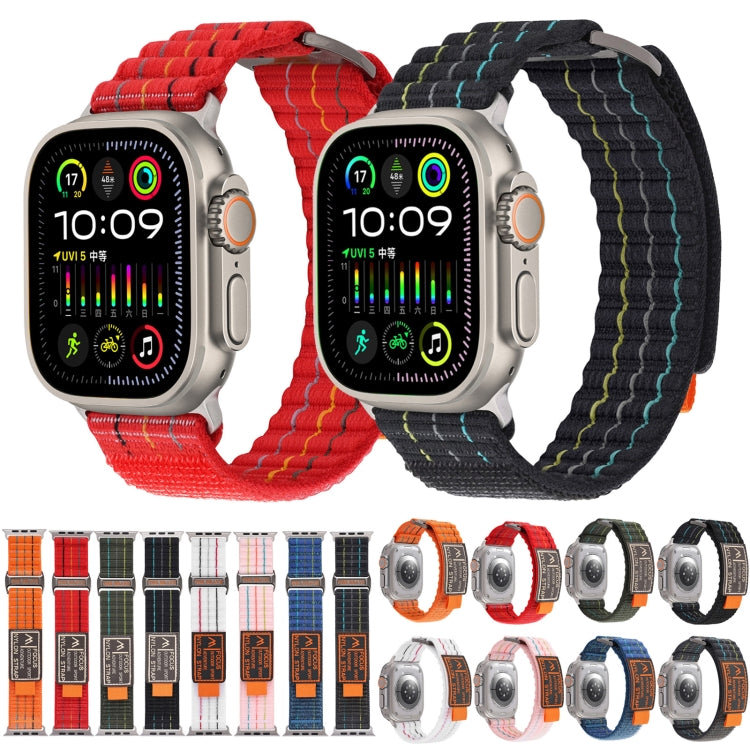 For Apple Watch Ultra 49mm Two Sections Nylon Hook and Loop Fastener Watch Band(Cherry Red) - Watch Bands by buy2fix | Online Shopping UK | buy2fix